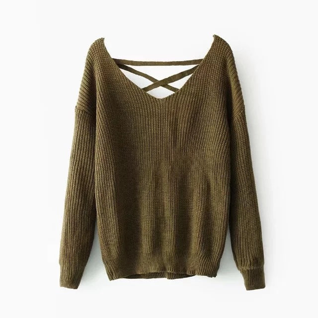 Damen Strickpullover V-Ausschnitt Dekorativ Trendig