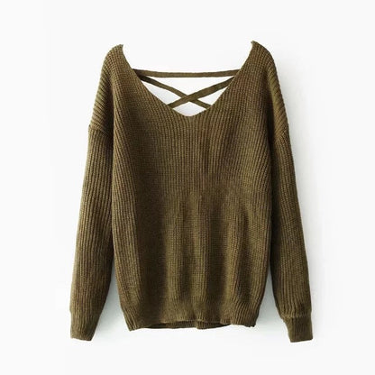 Damen Strickpullover V-Ausschnitt Dekorativ Trendig