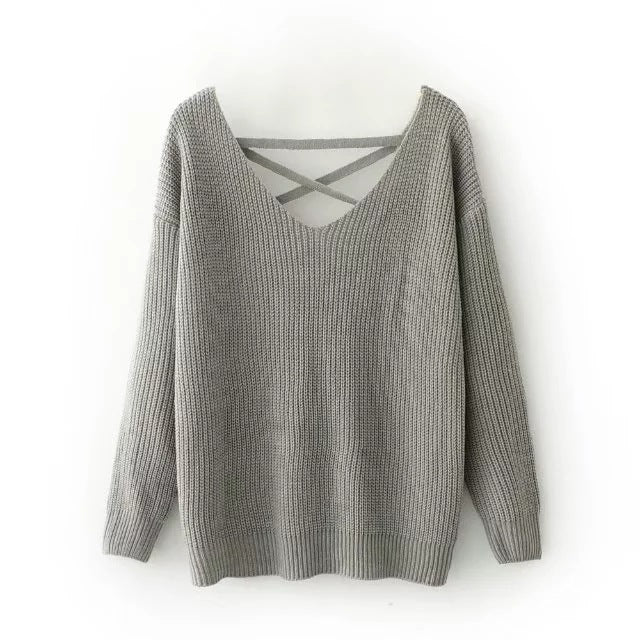 Damen Strickpullover V-Ausschnitt Dekorativ Trendig