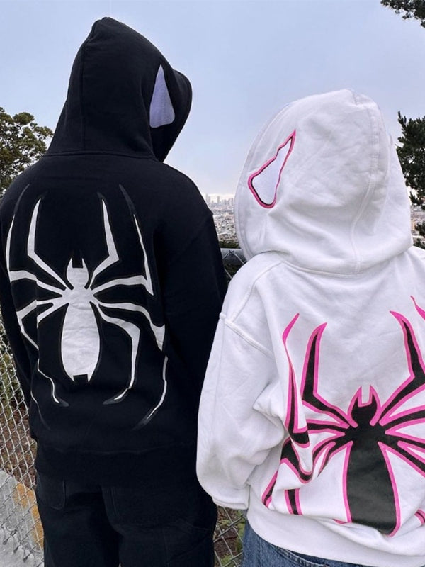 Spinnen Hoodie Reißverschluss Trendig Glitzernd
