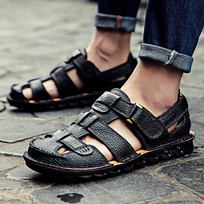 Herren Ledersandalen Bequem Verstellbar Rutschfest Sommer - BerlinGlamour