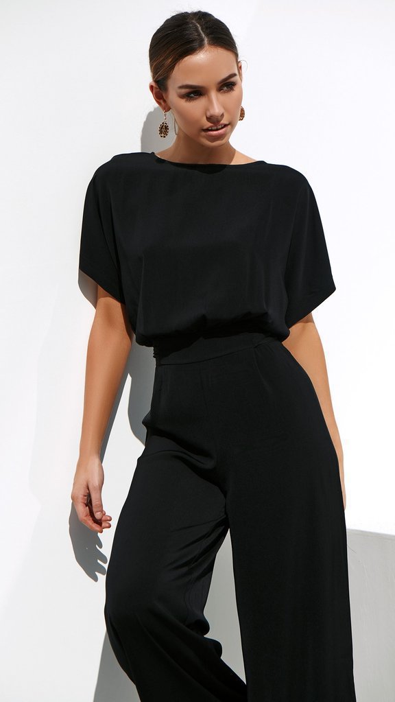 Elegante Damen Jumpsuit Weites Bein Berlin Chic