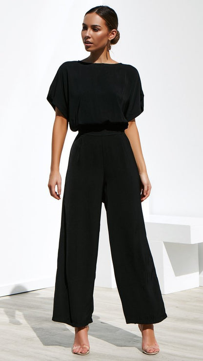 Elegante Damen Jumpsuit Weites Bein Berlin Chic