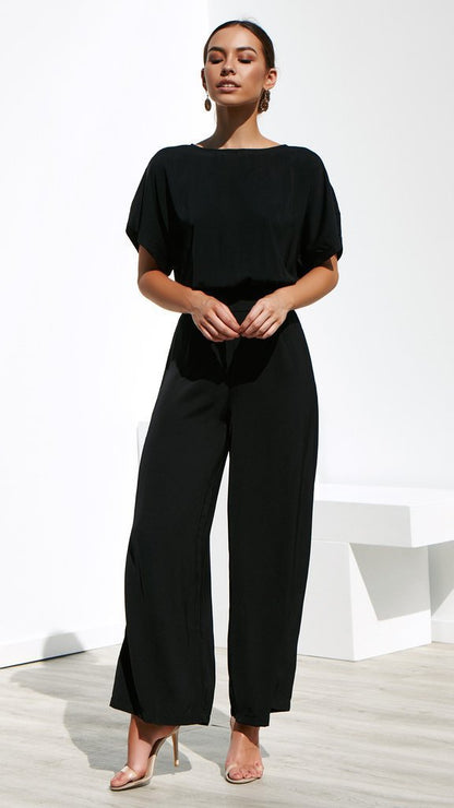 Elegante Damen Jumpsuit Weites Bein Berlin Chic