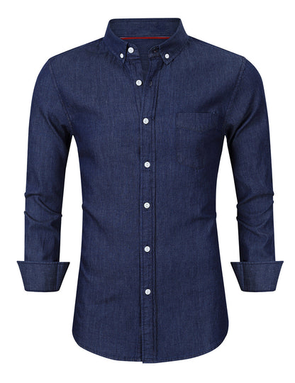 Herren Denimhemd Modern Slim Fit mit Brusttasche