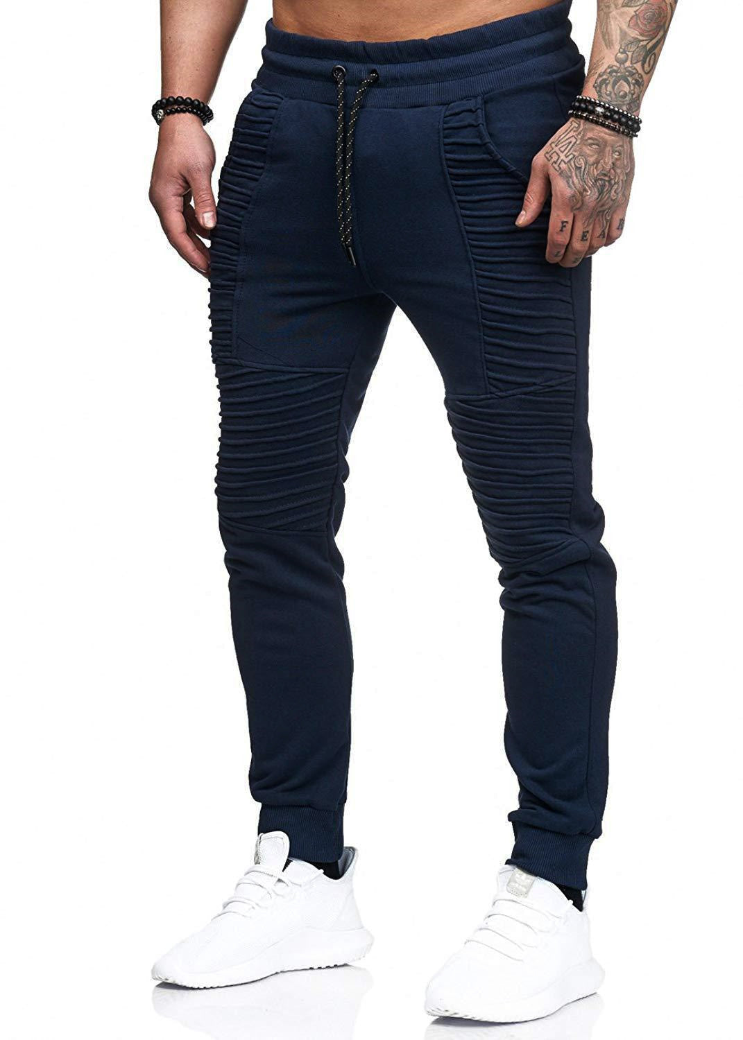 Herren Jogginghose Slim Fit Sportlich Mit Rippen