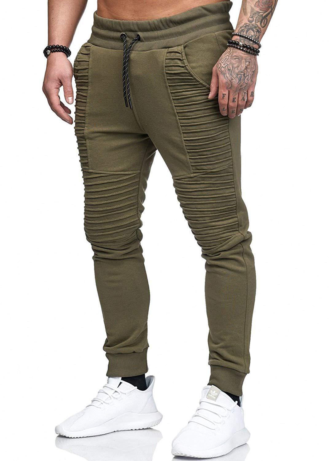 Herren Jogginghose Slim Fit Sportlich Mit Rippen