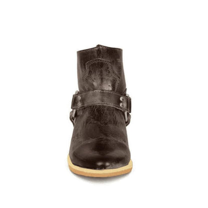 Damen Schuhe Leder Stiefel Elegante Schwarz