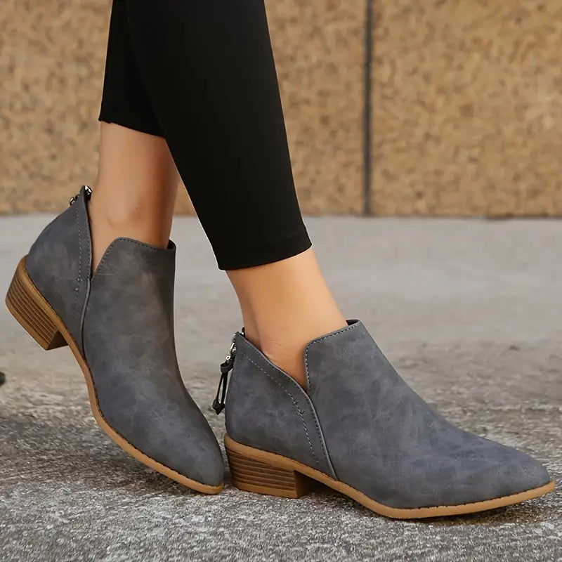 Damen Stiefel Chic Dicke Absatz V-Ausschnitt Stilettos