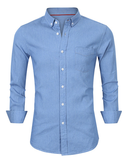 Herren Denimhemd Modern Slim Fit mit Brusttasche