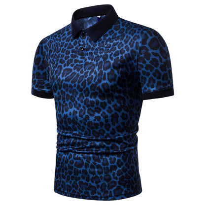 Herren Poloshirt Leopardenmuster Modern Komfortschnitt