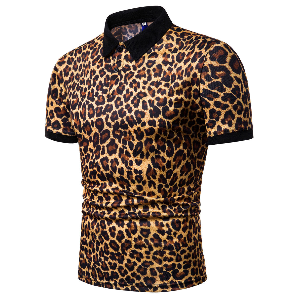 Herren Poloshirt Leopardenmuster Modern Komfortschnitt