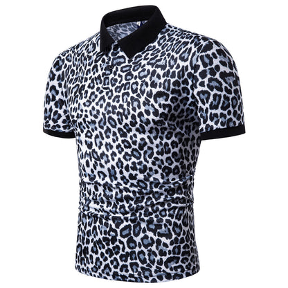 Herren Poloshirt Leopardenmuster Modern Komfortschnitt