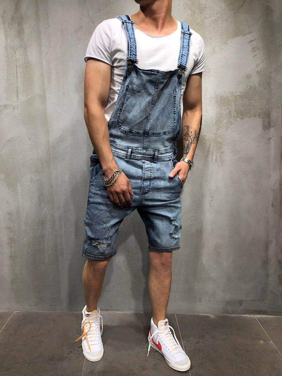 Herren Jeans Latzhose Used Look Modern