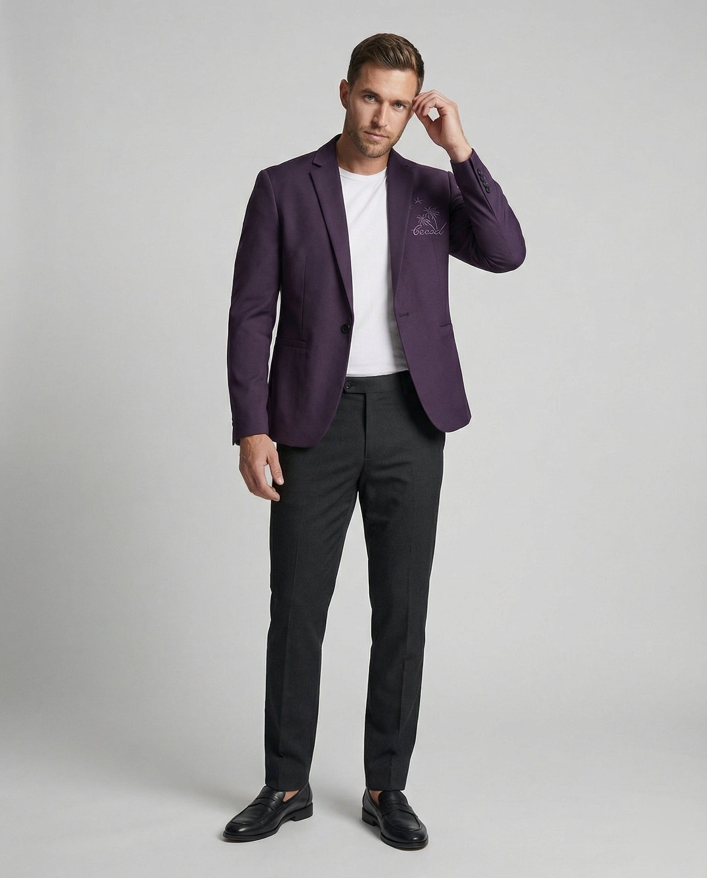 Herren Blazer Sportlich Stickerei Modern