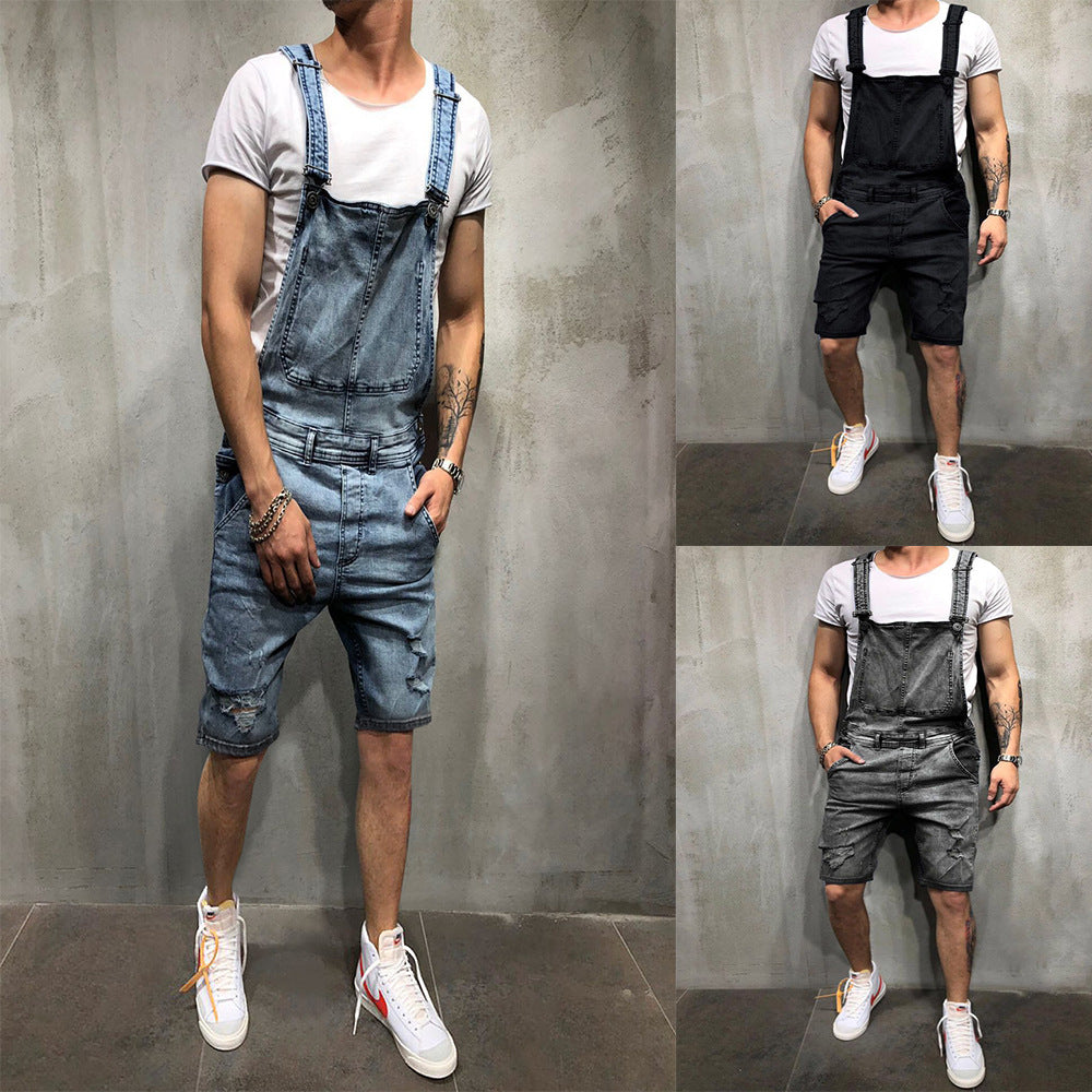 Herren Jeans Latzhose Used Look Modern - BerlinGlamour