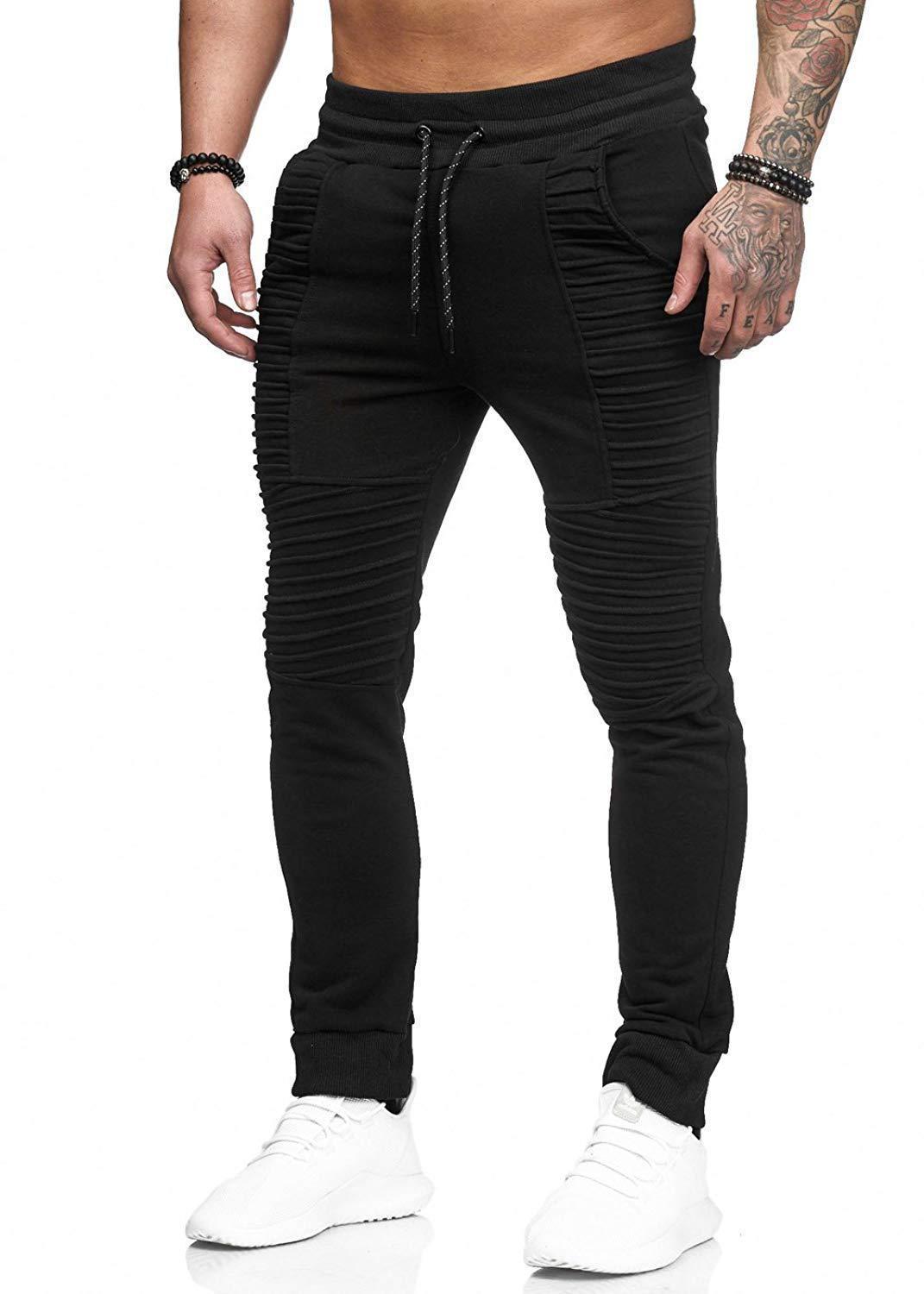 Herren Jogginghose Slim Fit Sportlich Mit Rippen