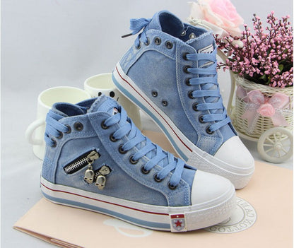 Damen Sneaker Hochtop mit Totenkopf Applikation Trend