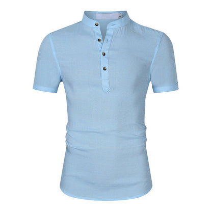 Herren Kurzarmshirt Stehkragen Knöpfe Modern Berlin Style - BerlinGlamour
