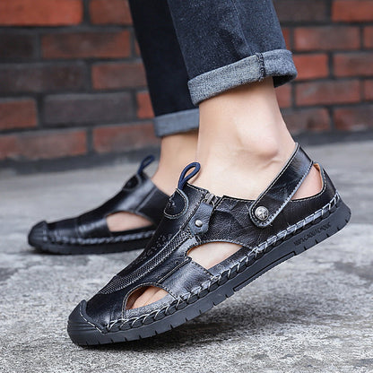 Herren Leder Sandalen atmungsaktiv verstellbar sommerlich