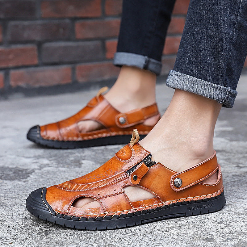 Herren Leder Sandalen atmungsaktiv verstellbar sommerlich - BerlinGlamour