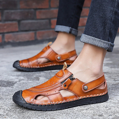 Herren Leder Sandalen atmungsaktiv verstellbar sommerlich - BerlinGlamour
