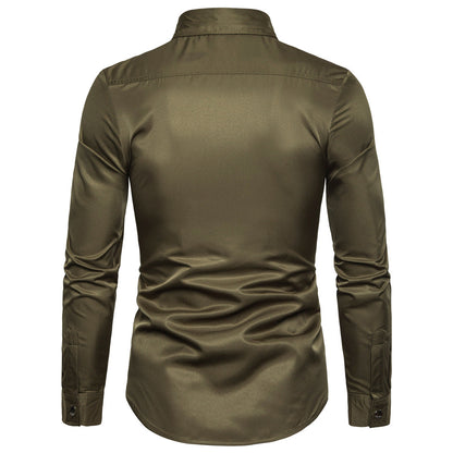 Herren Langarmhemd Modern mit Nieten und Kontraststreifen