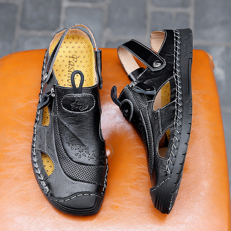 Herren Leder Sandalen atmungsaktiv verstellbar sommerlich