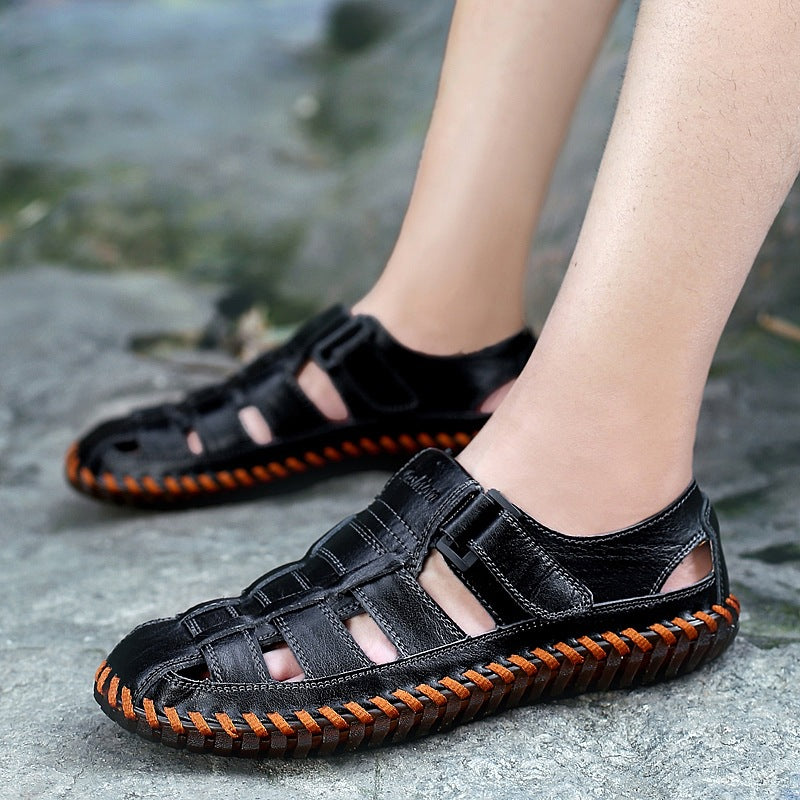 Herren Leder-Sandalen Bequem Anpassbar Modern