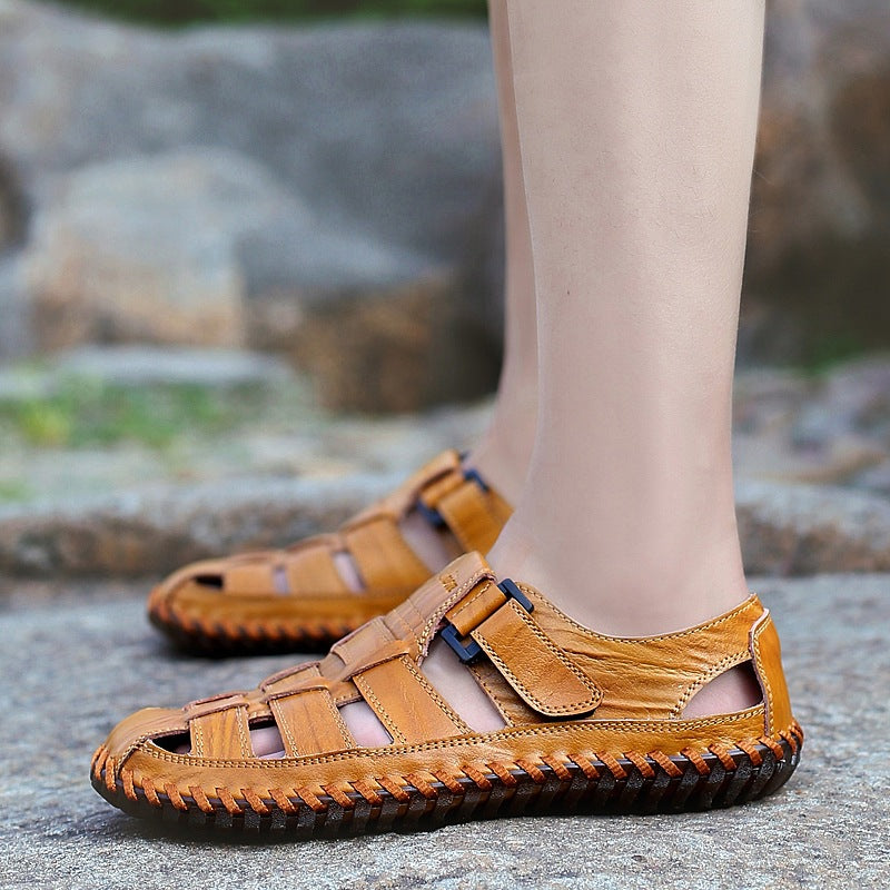Herren Leder-Sandalen Bequem Anpassbar Modern