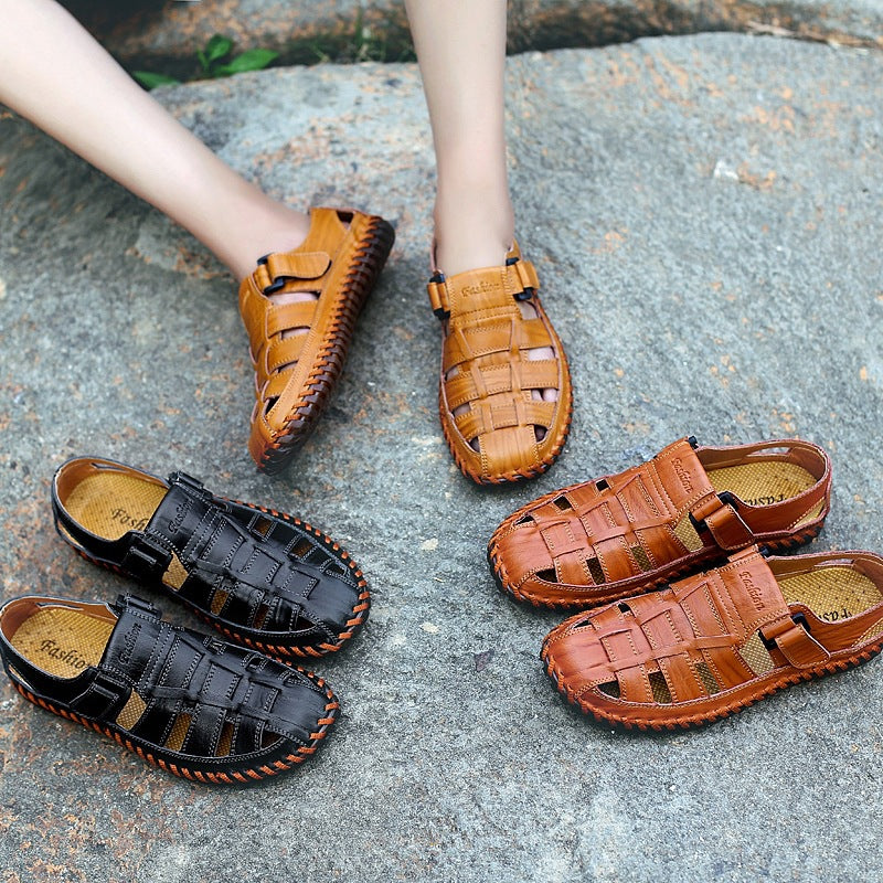 Herren Leder-Sandalen Bequem Anpassbar Modern