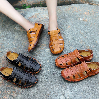 Herren Leder-Sandalen Bequem Anpassbar Modern
