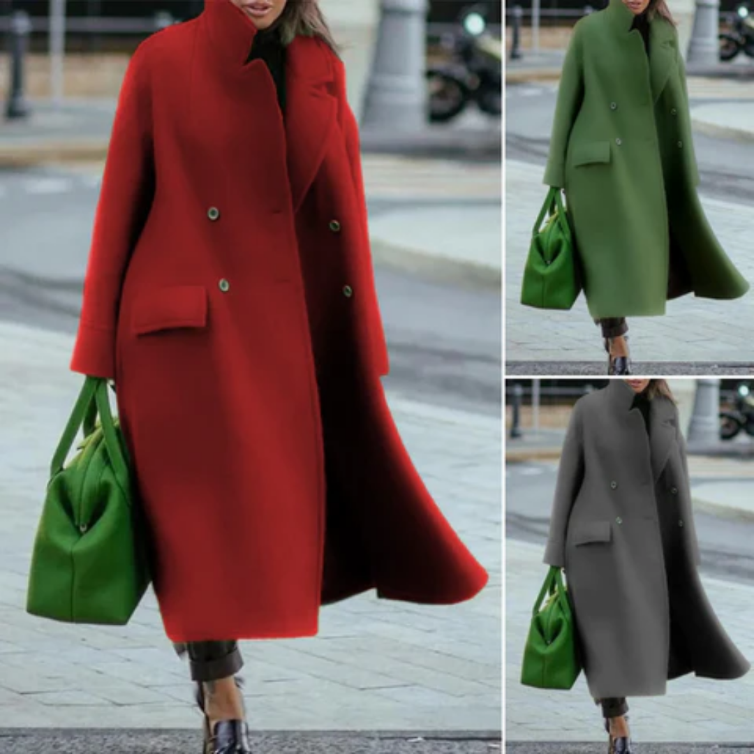 Damenmantel Lang Stylisch Warmer Zweireiher - BerlinGlamour