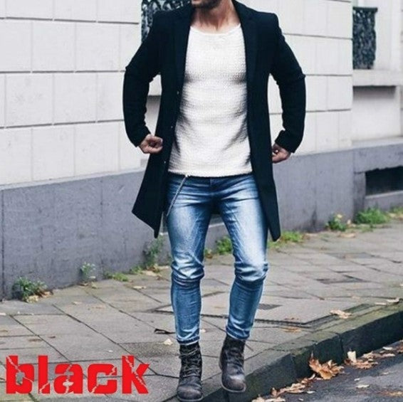 Herren Longblazer Slim Fit Hochwertig Elegant