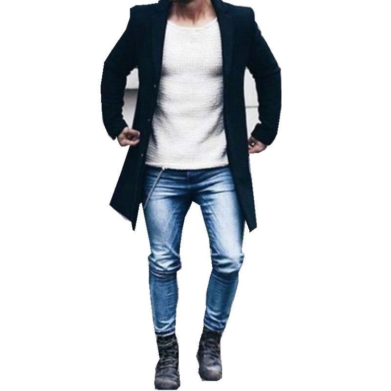 Herren Longblazer Slim Fit Hochwertig Elegant