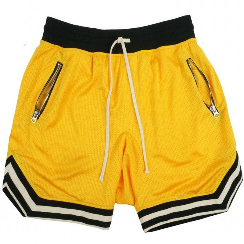Herren Sports Shorts Atmungsaktiv mit Netzdesign und Reißverschlusstaschen