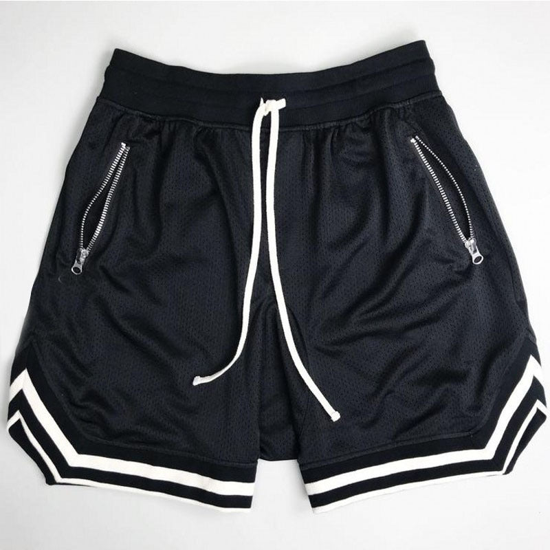 Herren Sports Shorts Atmungsaktiv mit Netzdesign und Reißverschlusstaschen