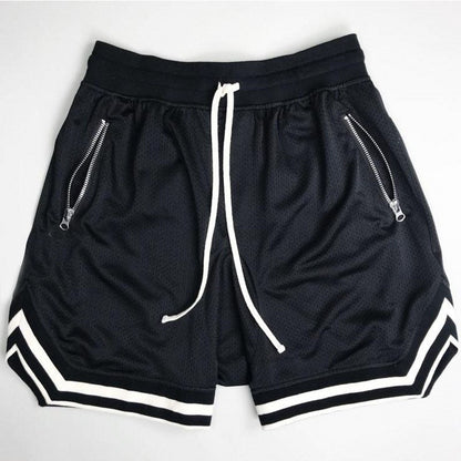 Herren Sports Shorts Atmungsaktiv mit Netzdesign und Reißverschlusstaschen
