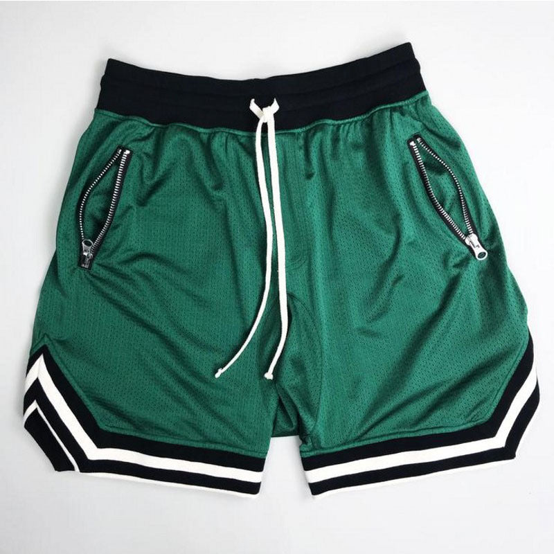 Herren Sports Shorts Atmungsaktiv mit Netzdesign und Reißverschlusstaschen