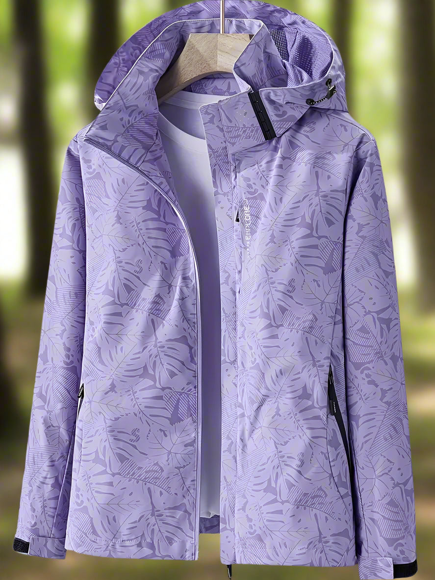 Damen Freizeitjacke Wasserabweisend Blattmuster Sportlich