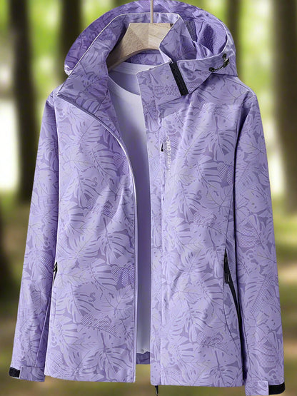 Damen Freizeitjacke Wasserabweisend Blattmuster Sportlich