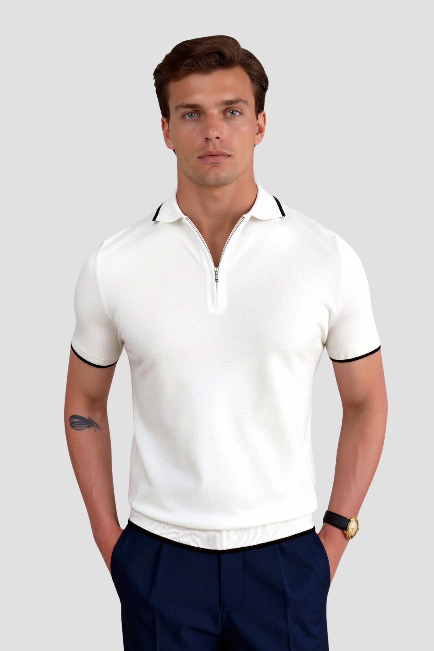 Poloshirt Herren Klassisch Reißverschluss Modern