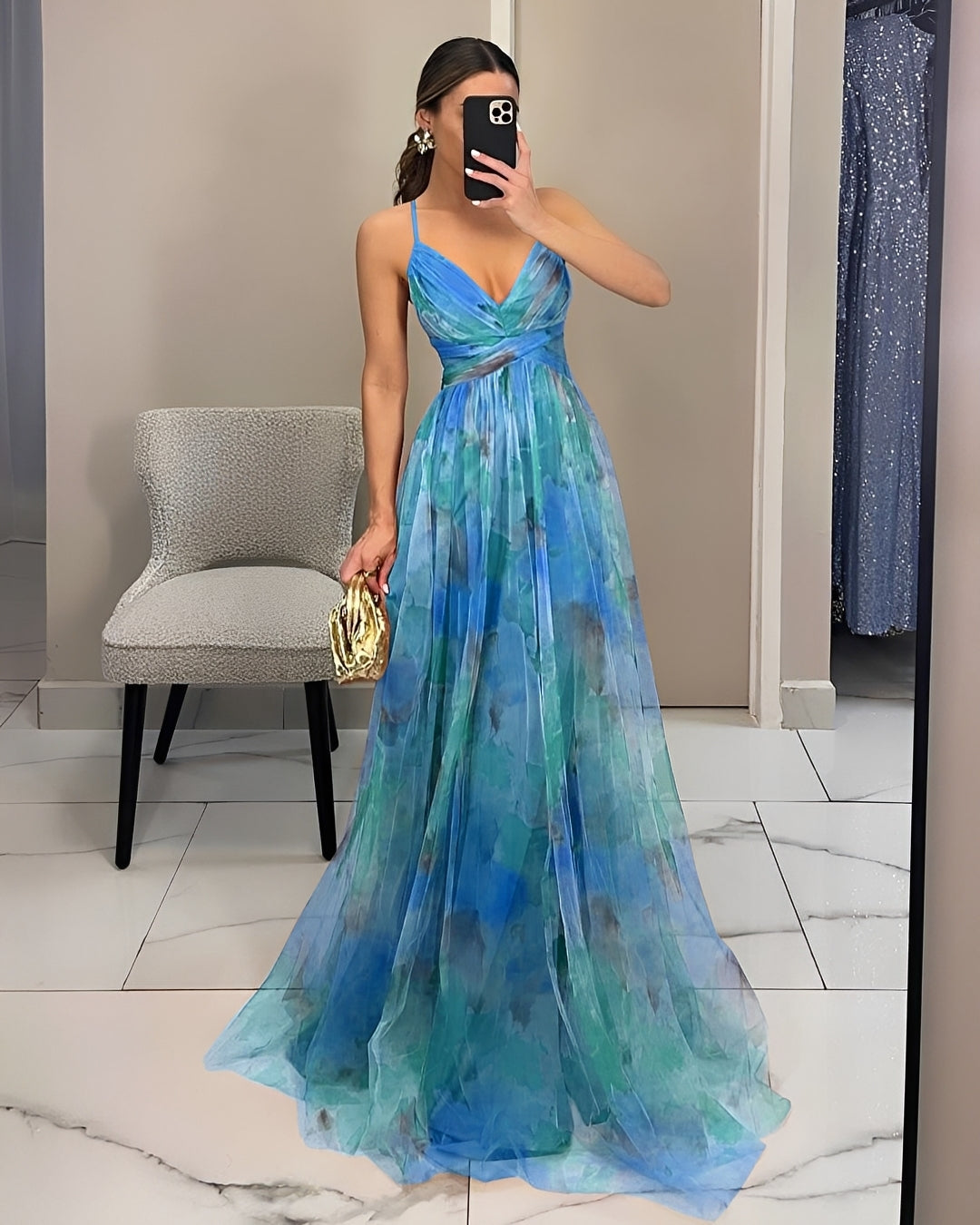 Langes Maxikleid Damen Elegant Schwarz