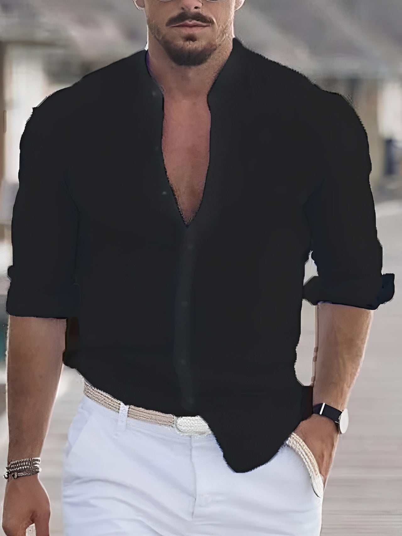 Herren Langarmhemd Lässig Mit Knöpfen Modern