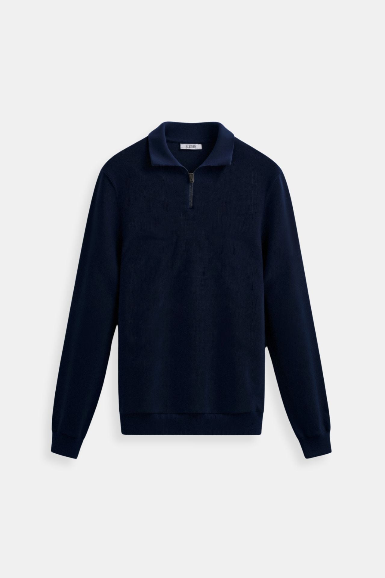Strickpullover Reißverschluss Kontrastkragen Klassisch Modern