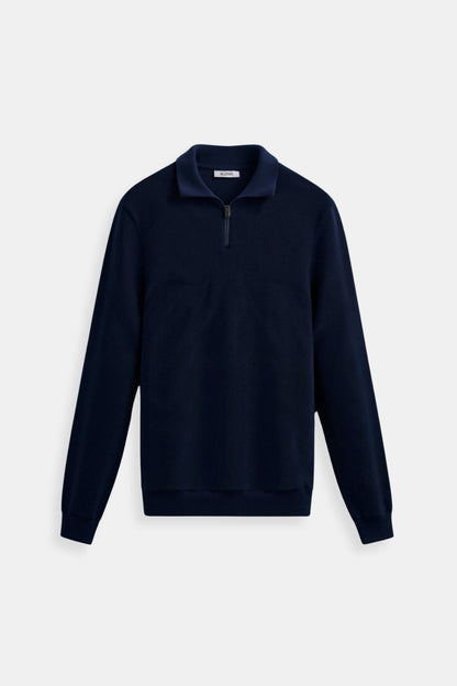 Strickpullover Reißverschluss Kontrastkragen Klassisch Modern