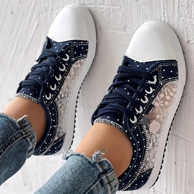 Sneaker Damen Blumen Stickerei Mesh Atmungsaktiv