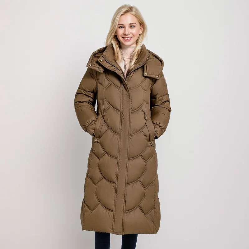 Langer Daunenmantel Steppjacke Winterwarm