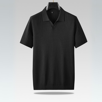 Herren Poloshirt Marineblau Strick Qualität
