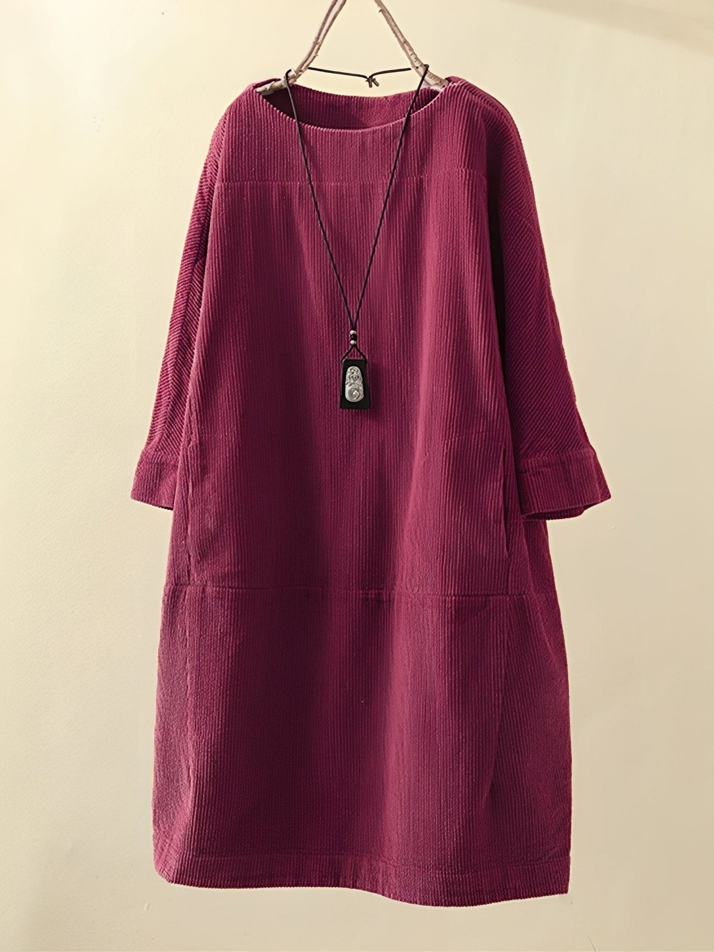 Cordkleid Damen A-Linie Lockeres Sommerkleid